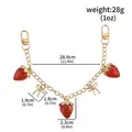 Strawberry charm backpack chain pendant with gold finish and lobster clasps - 28.9cm length - Fashion Strawberry Bow Backpack Chain (BG00411) / Individual Packaging