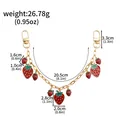 Strawberry fruit charm gold chain for backpack accessories with detailed measurements - Simulated Red & White Strawberry Fashion Backpack Chain (BG00504) / Individual Packaging