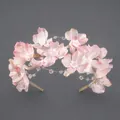 Serre-tête élégant fleurs en tissu rose fait main avec perles en cristal pour mariages - Style Rose Doux