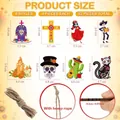 Wooden Day of the Dead party decoration ornaments set of 32 pieces with dimensions - Style L