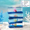 Four-tier stackable acrylic fluid drift bottles with seascape miniature decor for desk - Coral Large Rectangular