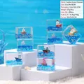 Creative acrylic fluid drift bottle with a miniature ship for desktop home decoration - Colored Boat Square