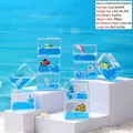 Creative mini fluid ocean animal acrylic desktop ornament featuring sea turtle and fish - Marine Animal Cube