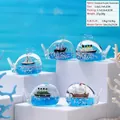 Creative whale shaped fluid drift bottle with mini pirate ship ornament for desk - Small Boat Whale