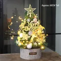 Mini albero di Natale da tavolo da 60 cm con decorazioni dorate e calde luci a LED - Stile Nuvola Fortunata Caffè Dorato / 60CM
