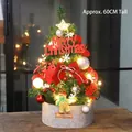 Mini albero di Natale da tavolo da 60 cm decorato con luci LED fiocchi rossi e decori - Stile Nuvola Fortunata Intento Rosso / 60CM
