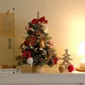 Mini albero di Natale da 60 cm con fiocchi rossi, pigne e calde luci LED integrate - Stile Pigna con Fiocco Rosso / 60CM