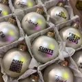 Funny Christmas baubles with rude slogans and pearlized finish for festive decor - Beige 12pcs Set