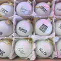 Set of rude white Christmas ornaments with funny profane text phrases in a storage box - White 12Pcs