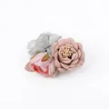 Handmade fabric flower hair clip with pink rose and silver lace petals - Style 26 (Pink & Grey Color Block Flower)