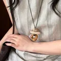 Vintage ethnic style necklace featuring wooden geometric pendants on a minimalist black cord - Wooden Geometric Vintage Style (42#)