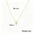 Dainty four-petal flower zircon necklace in 18k gold finish with 40+5cm adjustable chain - Flower White Rhinestone Necklace (H306) / Gold