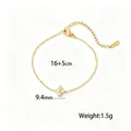 Elegant gold-plated four-leaf flower zircon bracelet with 16+5cm adjustable chain - Flower White Rhinestone Bracelet (E2219) / Gold