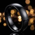 Polished black stainless steel plain band ring with a minimalist high-gloss smooth finish - Size 5 / Black Color Outside Ball Style (6mm)