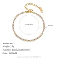Detailweergave van de 18K vergulde roestvrijstalen armband met zirkoon en maten - Armband-Dun Marquise