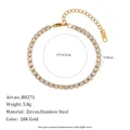 Elegante 18K vergulde roestvrijstalen armband met ovale zirkonia en verstelbare ketting - Armband-Dik Ovaal