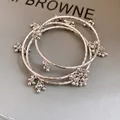 Elegant retro silver-toned textured bangles featuring delicate bead clusters for women - Silver Spiral Texture Bangle Combination (38) / Three-Piece Set / Silver