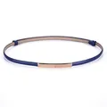 Elegant navy blue thin cowhide belt for women featuring a polished gold metal buckle - Rectangle / 45-95cm / Dark Blue