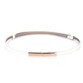 Minimalist white cowhide skinny belt with rose gold metallic buckle for women's dresses - Rectangle / 45-95cm / White