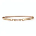 Elegant gold thin leather belt for women featuring a stylish pearl buckle design accessory. - Double Pearl Buckle / 45-95cm / Gold