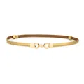 Elegant thin golden cowhide leather belt for women with interlocking circular buckle - Interlocking Rings Style / 45-95cm / Gold