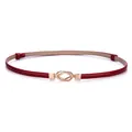 Elegant women's red patent leather skinny belt featuring a stylish gold interlocking buckle - Double Ring Buckle / 45-95cm / Red