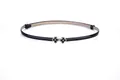 Elegant black skinny leather belt for women featuring a gold clover-shaped buckle detail - Four-Leaf Clover Style / 45-95cm / Black