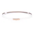 Elegant thin white genuine leather belt for women with a minimalist gold oval buckle - Teardrop Buckle / 45-95cm / White
