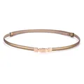 Elegant thin champagne gold cowhide leather belt for women with minimalist metal buckle - Teardrop Buckle / 45-95cm / Gold