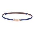 Elegant dark blue thin leather belt for women with gold-tone buckle - Teardrop Buckle / 45-95cm / Dark Blue