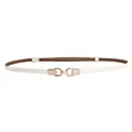 Elegant thin white cowhide leather belt for women with minimalist gold buckle design - Gold Hook Style / 45-95cm / White