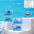 Adorno líquido de acrílico con barco flotante y purpurina de estrellas - Cubo de Bote Pequeño / Multicolor