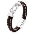 Men's brown leather bracelet with silver infinity knot and magnetic clasp. Modern gift idea. - Brown Infinity Knot Leather Style / 19cm / Steel