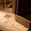 Elegante collar de cadena satélite en plata de ley S925 con detalles de cuentas de 3 mm - 2161DZ(3mm) 40+5cm / Plateado