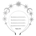 Set di cerchietto sole e luna in argento con quattro fermagli per capelli coordinati - Set Cerchietto e Forcine FG185 / 4 Forcine/Confezione / Argento