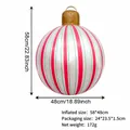 Inflatable red and white striped Christmas ornament ball for outdoor holiday decor - Inflatable Striped Christmas Ball / Red