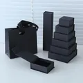 Elegante zwarte magnetische sieradendoosjes en bijpassende papieren draagtas set - 5.5*5.5*3.2cm / Zwart