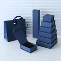 Premium marineblauwe magnetische sieradendoosjes in diverse maten met bijpassende tassen - 5.5*5.5*3.2cm / Donkerblauw