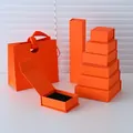 Premium oranje magnetische juwelendoosjes en bijbehorende papieren cadeautassen - 5.5*5.5*3.2cm / Oranje