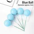 Set of 5 light blue decorative ball cake toppers for baking with 3cm sphere diameter - Blue Ball Cake Toppers 3cm 10 Pieces Set