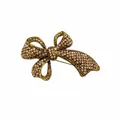 Broche nœud rétro en alliage doré avec pavage de strass pour accessoires de mode femme - Nœud Papillon Or Rétro (4146B)