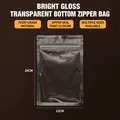 Professioneller transparenter glänzender Standbeutel mit Reißverschluss 12x20cm Format - Transparent Flacher Boden-12x20cm / 100 Stk/Bündel