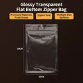 20x30cm glänzender transparenter Beutel für Lebensmittel mit Reißverschluss und Flachboden - Transparent Flacher Boden-20x30cm / 100 Stk/Bündel