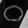 Massives Herrenarmband aus Titanstahl mit Panzerkette und sicherem Hakenverschluss - 21cm / Silber