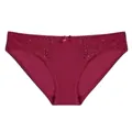 Culotte élégante en soie de lait bordeaux avec broderie en dentelle et petit nœud - S / Bordeaux