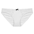 Élégante culotte blanche taille basse pour femme avec broderie dentelle et nœud noir - S / Blanc