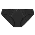 Culotte élégante en soie de lait avec broderie de dentelle noire taille basse lingerie - S / Noir