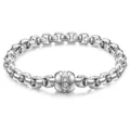 Bracelet chaîne box 7mm en acier inoxydable avec élément barillet serti de cristaux - Couleur Acier