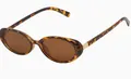 Vintage retro oval small frame sunglasses with tortoiseshell pattern and brown lenses - Tortoise Frame Tea Lens