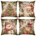 Vintage Christmas pillow covers set featuring Santa, snowman, and holiday designs - Jym771 (series 1) / 45x45 Square (No Insert)